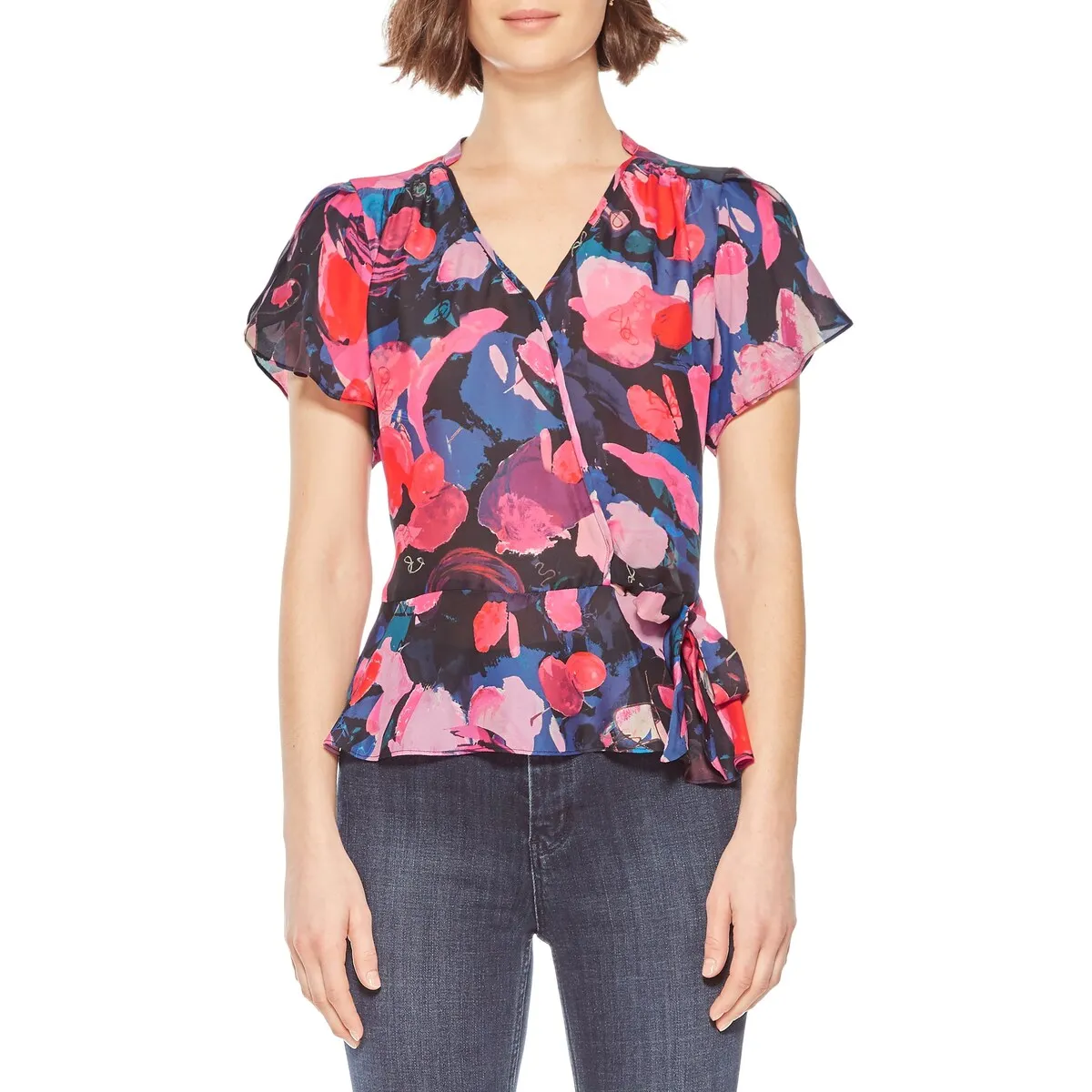 Parker Women's Coto Wrap Top Size Blue Size Large sold by Zulily