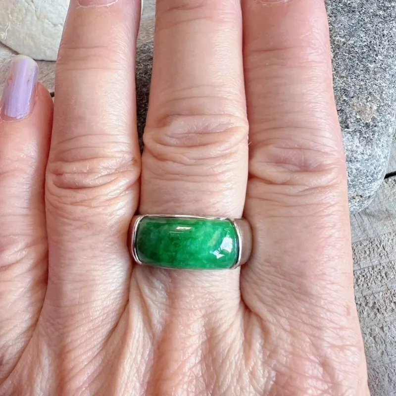 Vera & Co. Sterling Silver Green Jade Bridge Ring sold by Zulily