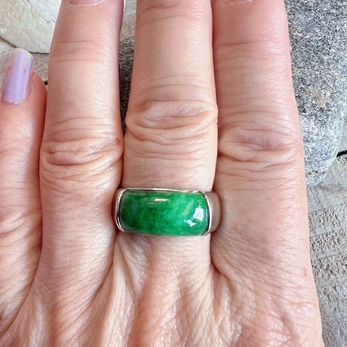 Vera & Co. Sterling Silver Green Jade Bridge Ring sold by Zulily