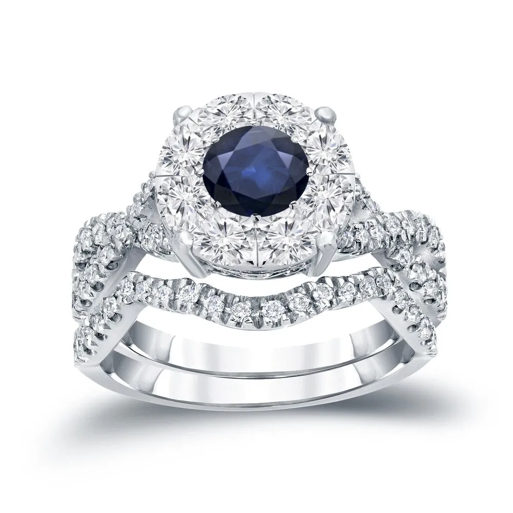 Auriya 1/3ct Blue Sapphire and 7/8ctw Braided Infinity Diamond Engagement Ring Set 14k Gold sold by Zulily