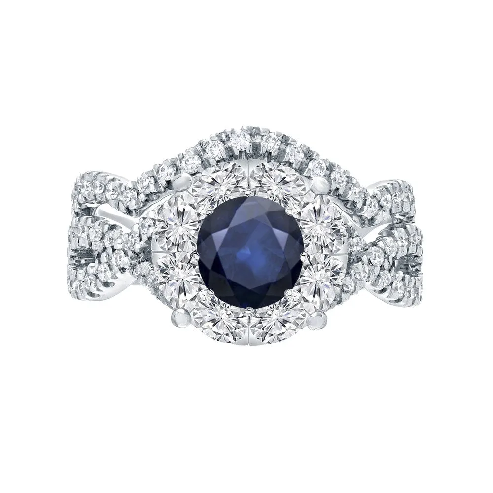 Auriya 1/3ct Blue Sapphire and 7/8ctw Braided Infinity Diamond Engagement Ring Set 14k Gold sold by Zulily product image thumbnail 4