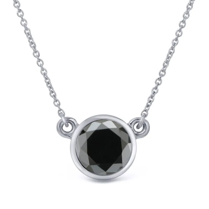 Auriya 14k Gold 1ctw Bezel-set Solitaire Black Diamond Necklace sold by Zulily
