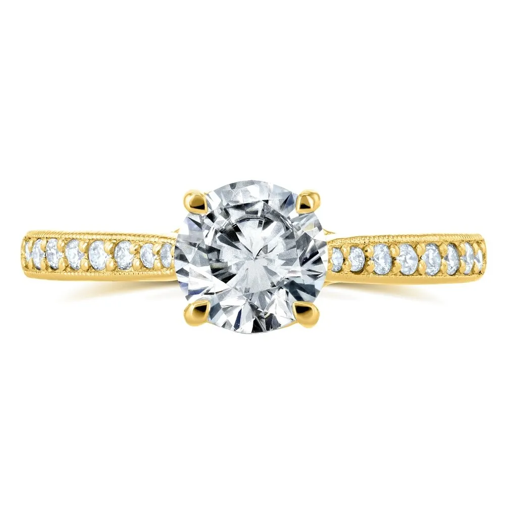 Annello by Kobelli 14k Gold 1 1/5ct TDW Diamond Vintage Trellis Engagement Ring sold by Zulily product image thumbnail 3