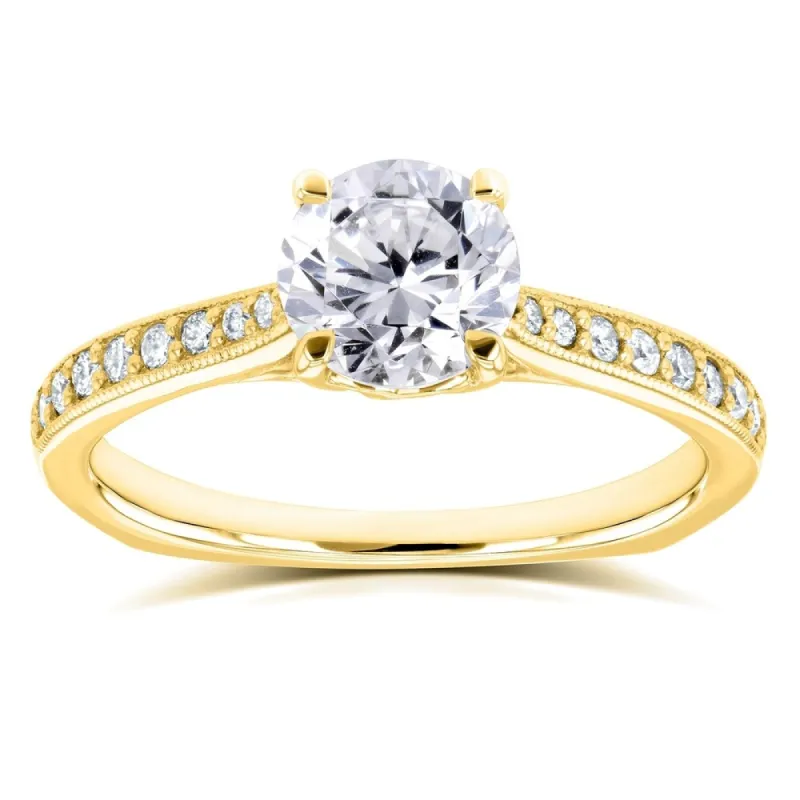 Annello by Kobelli 14k Gold 1 1/5ct TDW Diamond Vintage Trellis Engagement Ring sold by Zulily