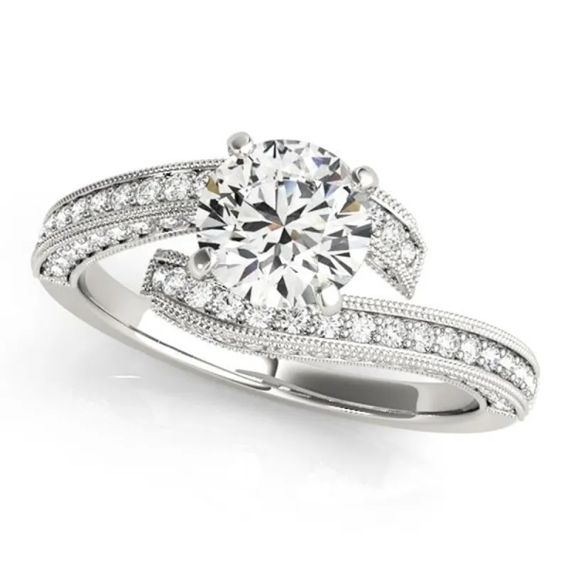 Auriya 14k Gold 3ct Round Moissanite and 1/2ctw Diamond Bypass Engagement Ring sold by Zulily