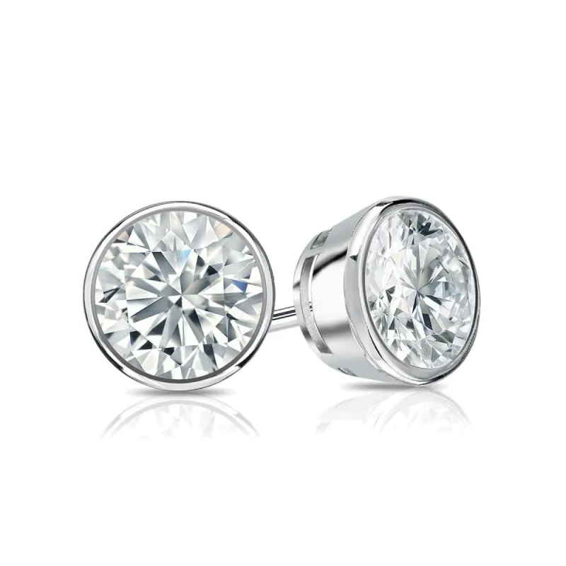 Auriya 18k Gold 3ctw Bezel-set Round Moissanite Stud Earrings - 7.4 mm, Push-Backs sold by Zulily