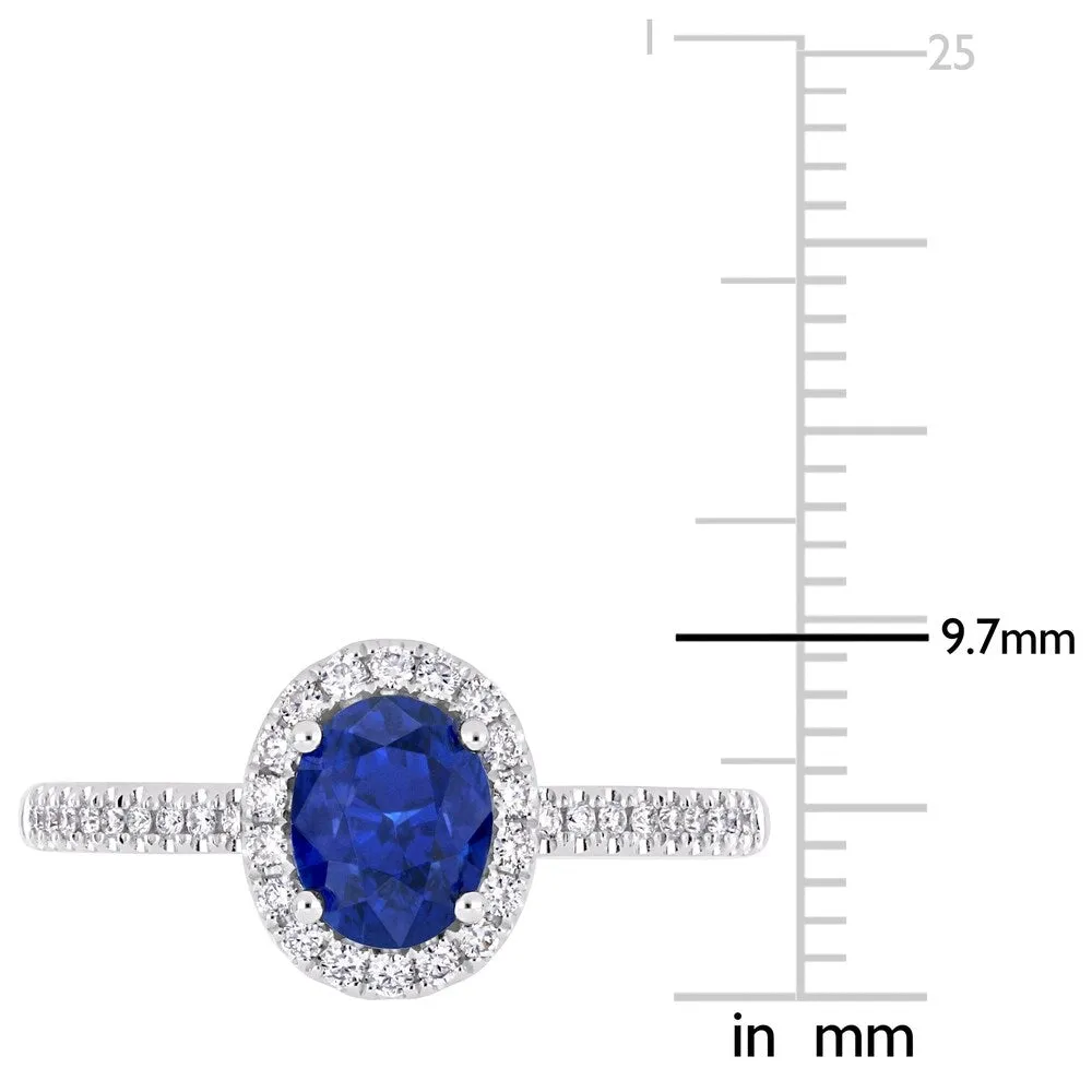 Miadora 14k White Gold Oval-Cut Blue Sapphire and 1/5ct TDW Diamond Halo Engagement Ring sold by Zulily product image thumbnail 5