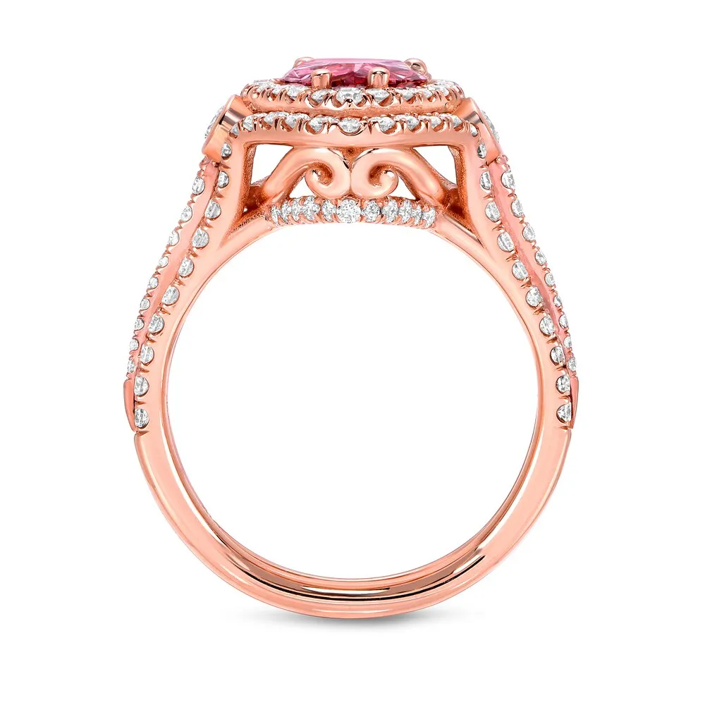 Auriya 18k Rose Gold 2 3/5ctw Fancy Pink Diamond Pear Halo Ring (VS1-VS2) sold by Zulily product image thumbnail 3