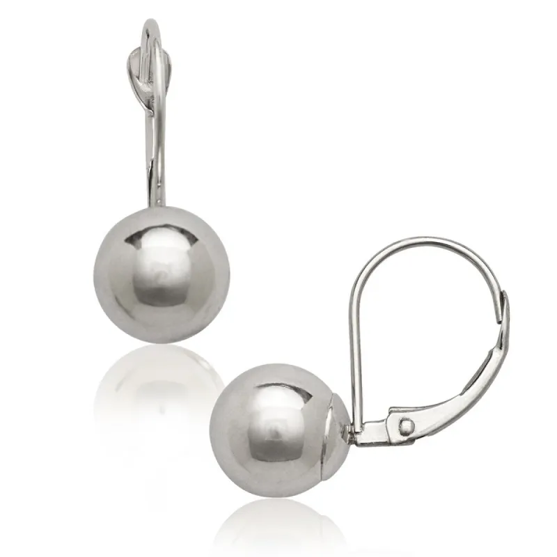 Curata 14k White Gold Polished 8x20mm Ball Stationary Lever Back Earrings sold by Zulily