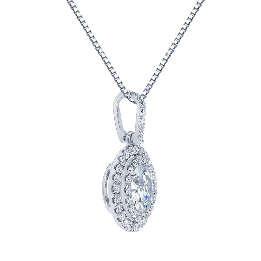 Auriya 14k Gold 4ct Double Halo Moissanite and Diamond Necklace 3/4ct TDW sold by Zulily product image thumbnail 4