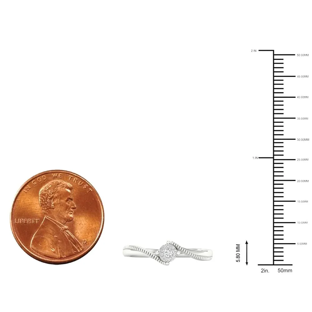 1/20ct TDW Diamond Cluster Bypass Ring in 10k or 14k Gold by De Couer sold by Zulily product image thumbnail 5