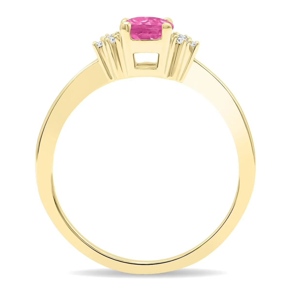 Women's Round Shaped Pink Topaz and Diamond Half Moon Ring in 10K Yellow Gold sold by Zulily product image thumbnail 2
