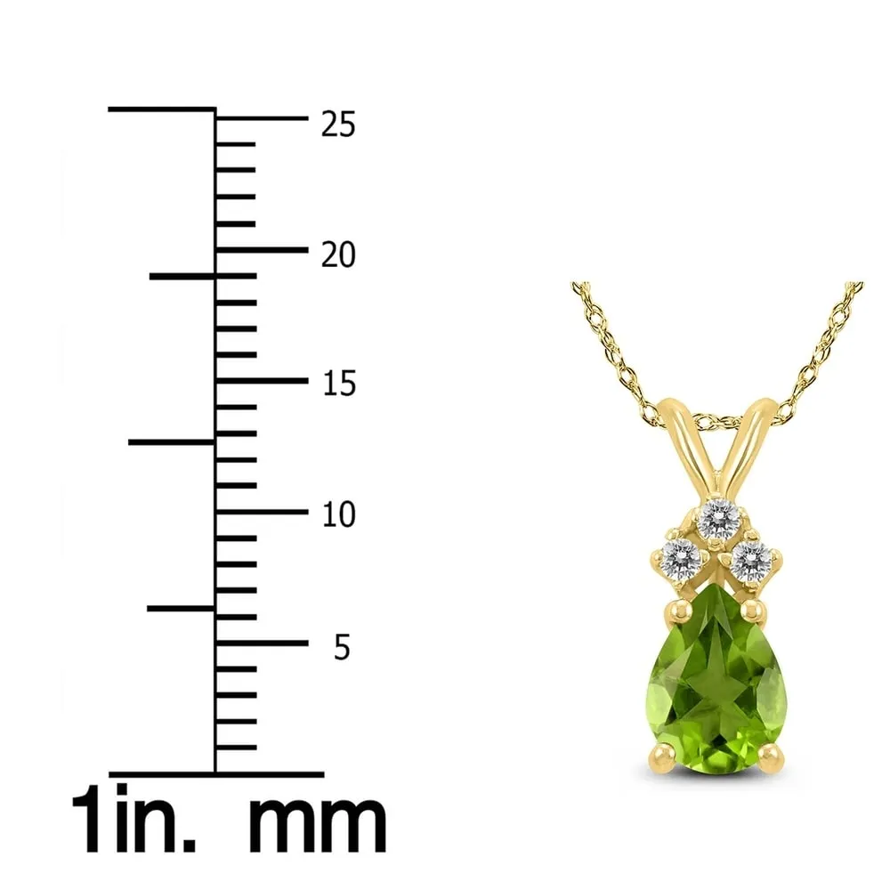 14K Yellow Gold 8x6MM Pear Peridot and Diamond Pendant sold by Zulily product image thumbnail 3