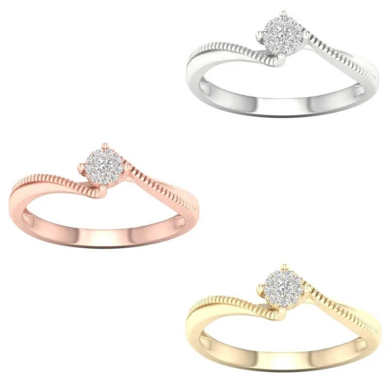 1/20ct TDW Diamond Cluster Bypass Ring in 10k or 14k Gold by De Couer sold by Zulily