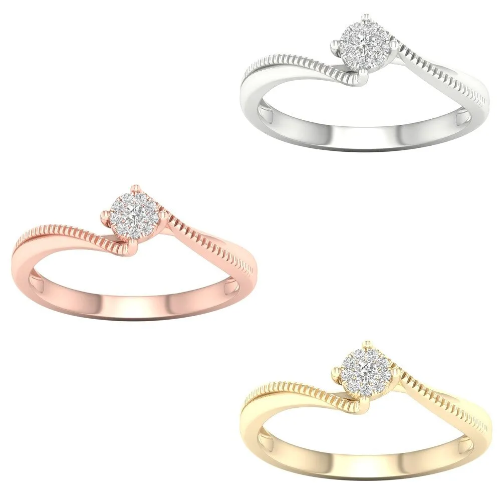 1/20ct TDW Diamond Cluster Bypass Ring in 10k or 14k Gold by De Couer sold by Zulily