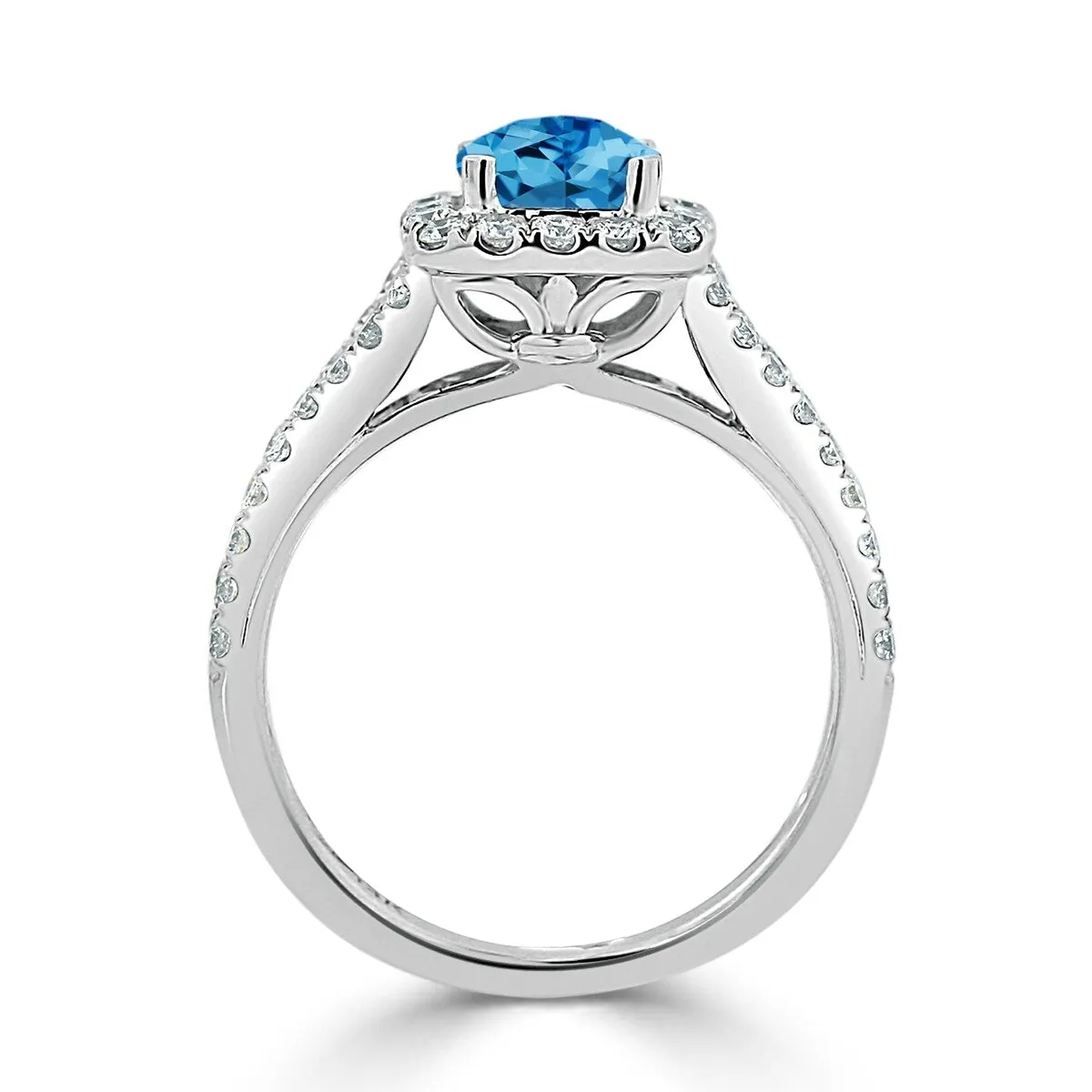 Auriya 9/10ct Cushion-cut Swiss Blue Topaz Halo Diamond Engagement Ring 5/8ctw 14k Gold sold by Zulily product image thumbnail 5