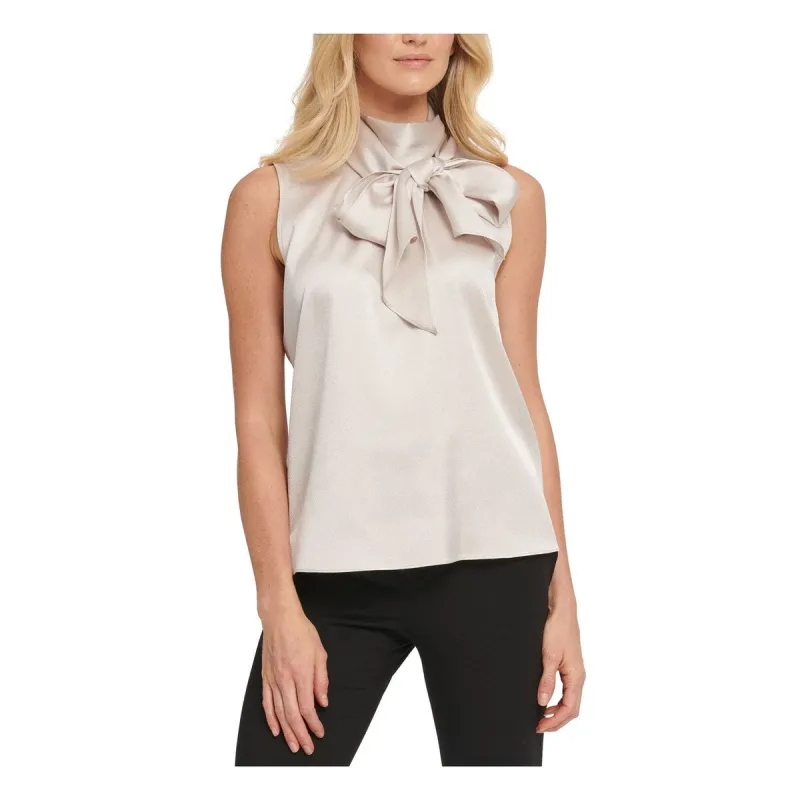 DKNY Women's Sleeveless Tie Neck Top Pink Size Petite Small sold by Zulily