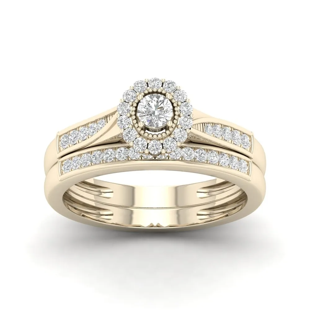 De Couer 10k Gold 1/3ct TDW Diamond Halo Bridal Ring sold by Zulily product image thumbnail 5