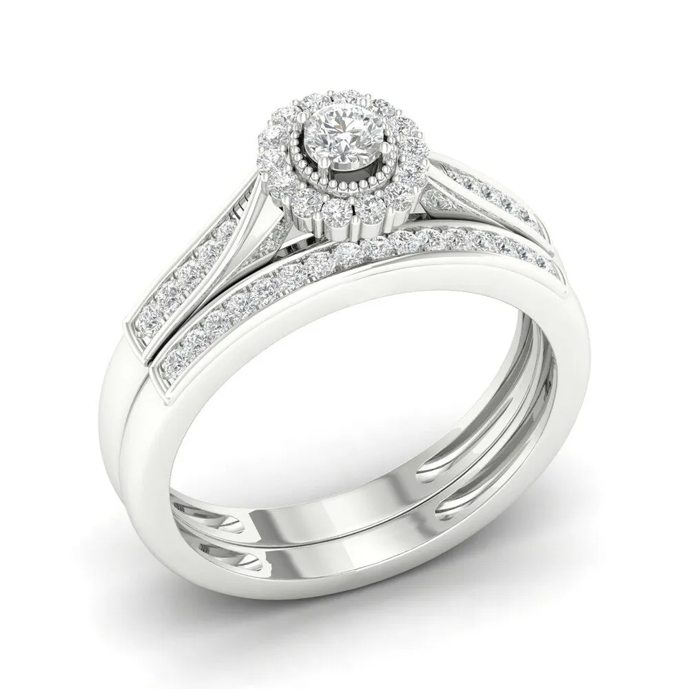 De Couer 10k Gold 1/3ct TDW Diamond Halo Bridal Ring sold by Zulily product image thumbnail 2