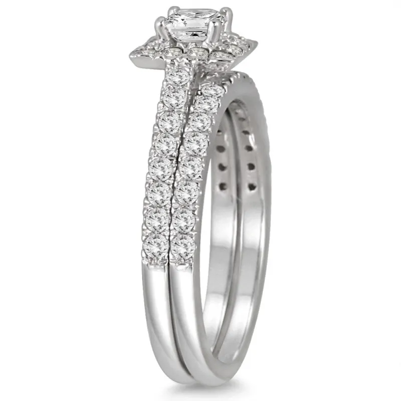 1 Carat TW Princess Cut Diamond Bridal Set in 14K White Gold sold by Zulily