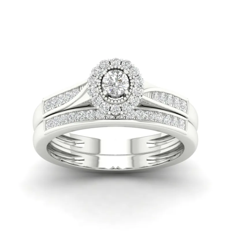 De Couer 10k Gold 1/3ct TDW Diamond Halo Bridal Ring sold by Zulily