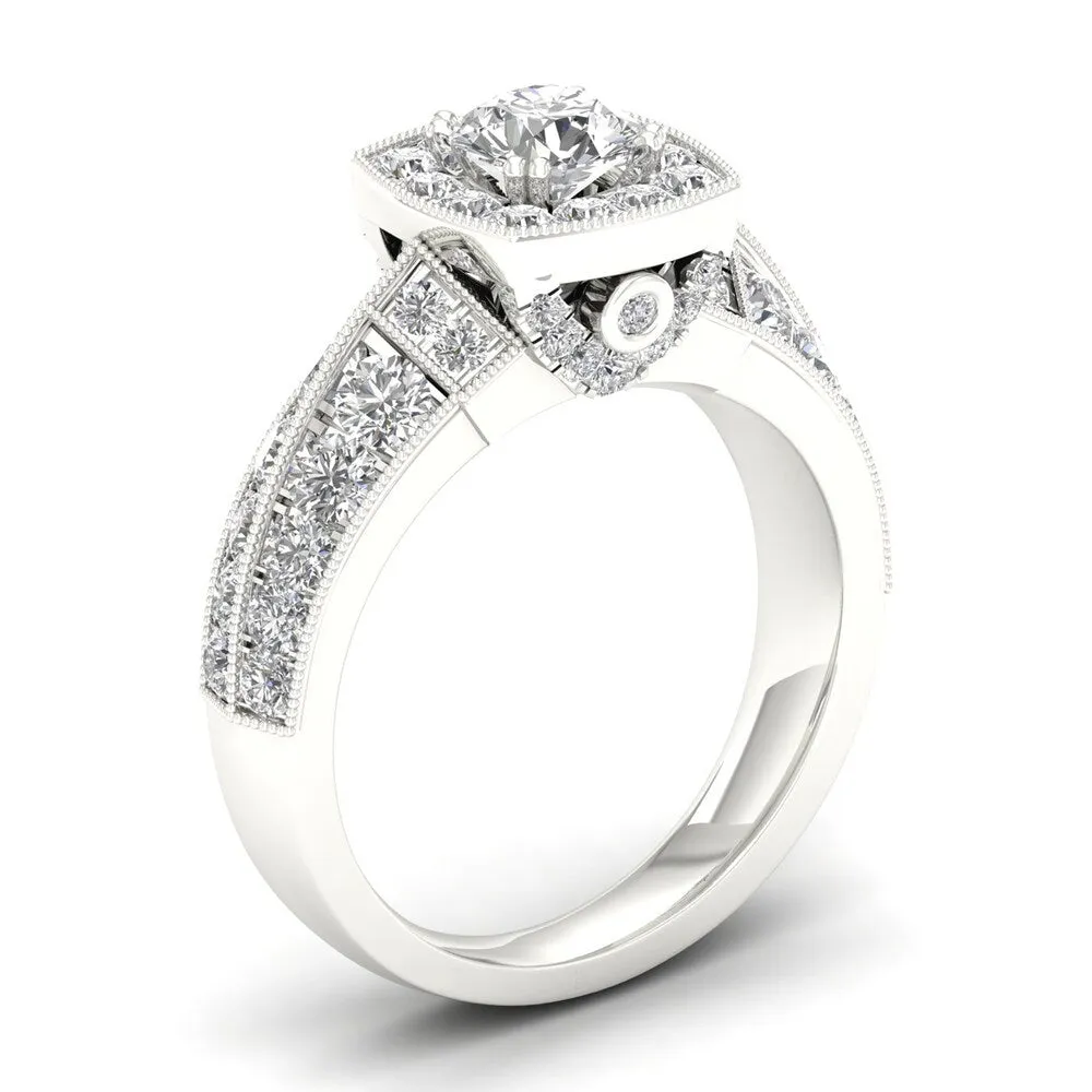 De Couer 2ct TDW Diamond Halo Ring (H-I, I2) - White sold by Zulily product image thumbnail 2