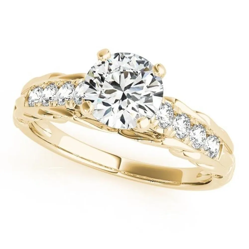 Auriya Unique Vintage 1/2ct Moissanite and 1/6ctw Diamond Engagement Ring 14k Gold sold by Zulily product image thumbnail 2