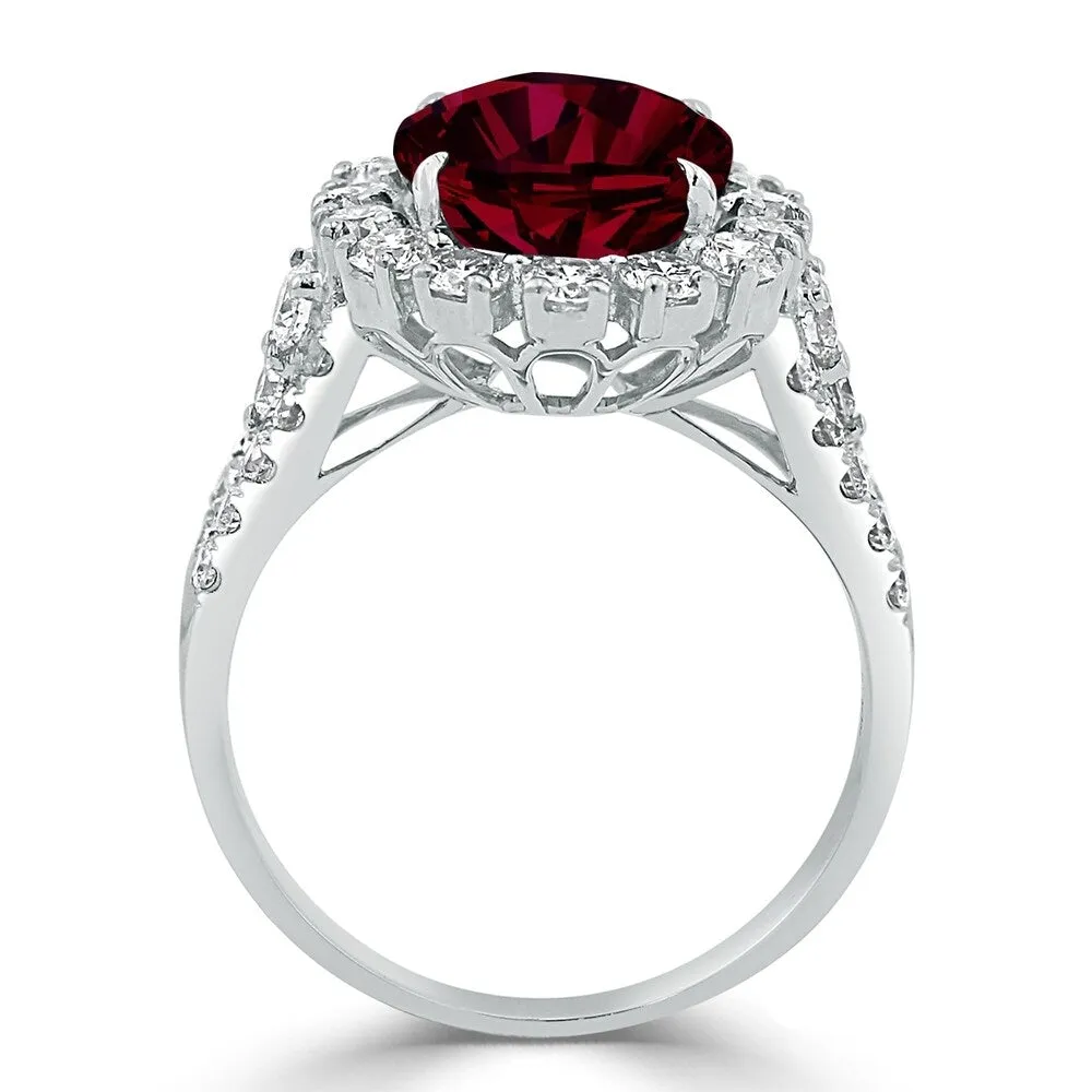 Auriya 4 7/8ct Oval-cut Red Ruby and Halo Diamond Ring 7/8ctw 18K Gold sold by Zulily product image thumbnail 4