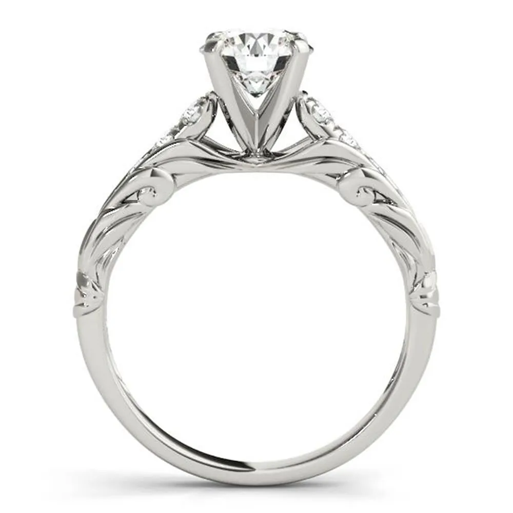 Auriya Unique Vintage 1/2ct Moissanite and 1/6ctw Diamond Engagement Ring 14k Gold sold by Zulily product image thumbnail 4