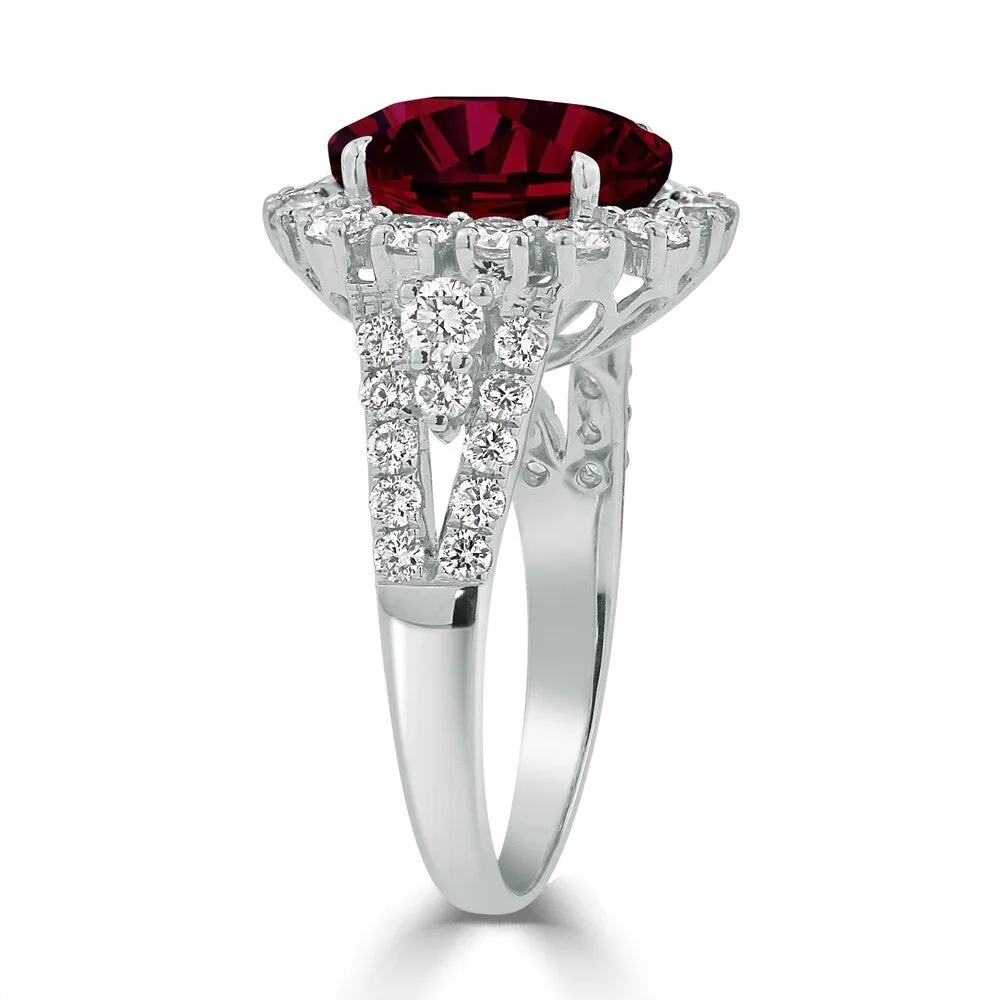 Auriya 4 7/8ct Oval-cut Red Ruby and Halo Diamond Ring 7/8ctw 18K Gold sold by Zulily product image thumbnail 3