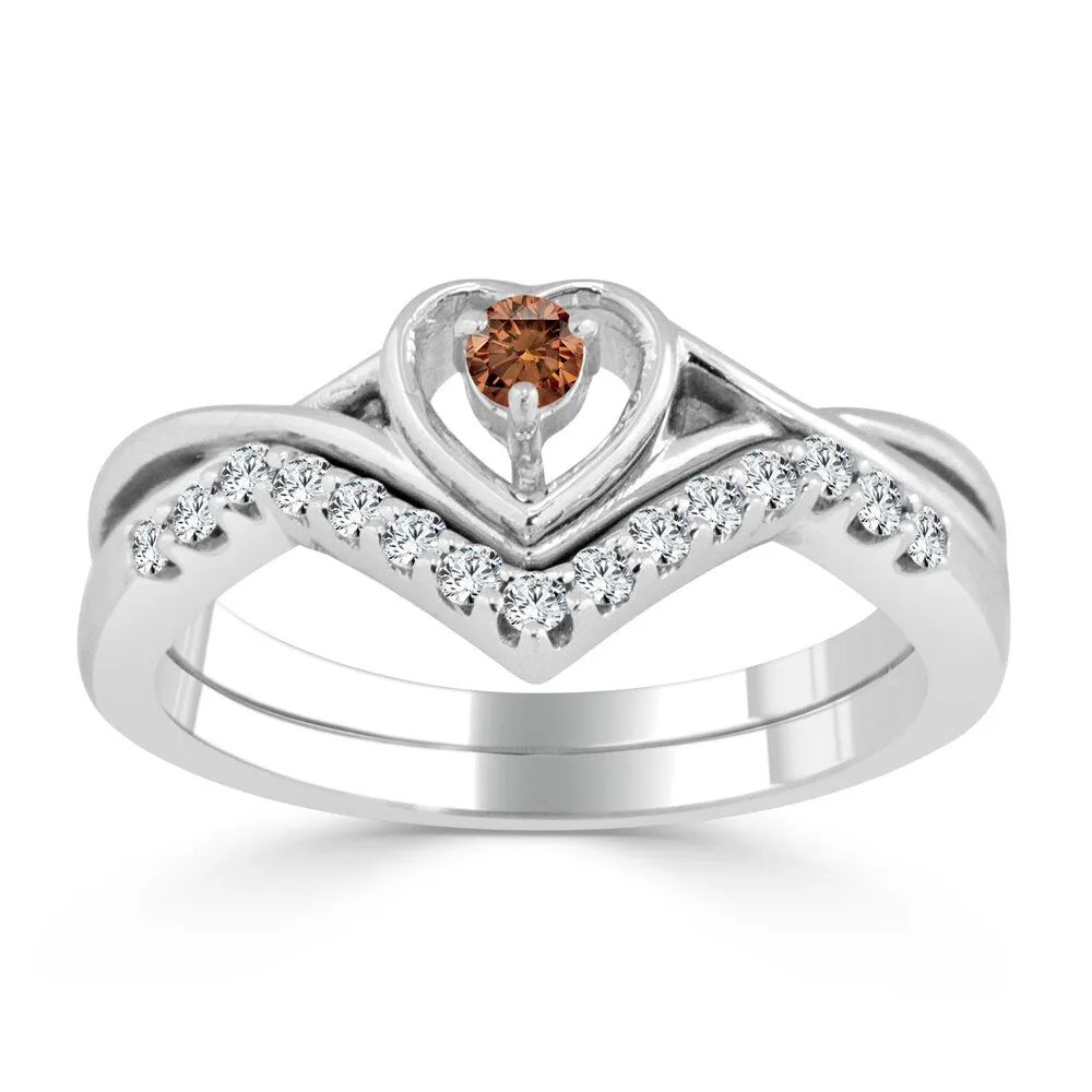 Auriya 1/4ctw Heart Shape Brown Diamond Engagement Ring Set 14k Gold sold by Zulily