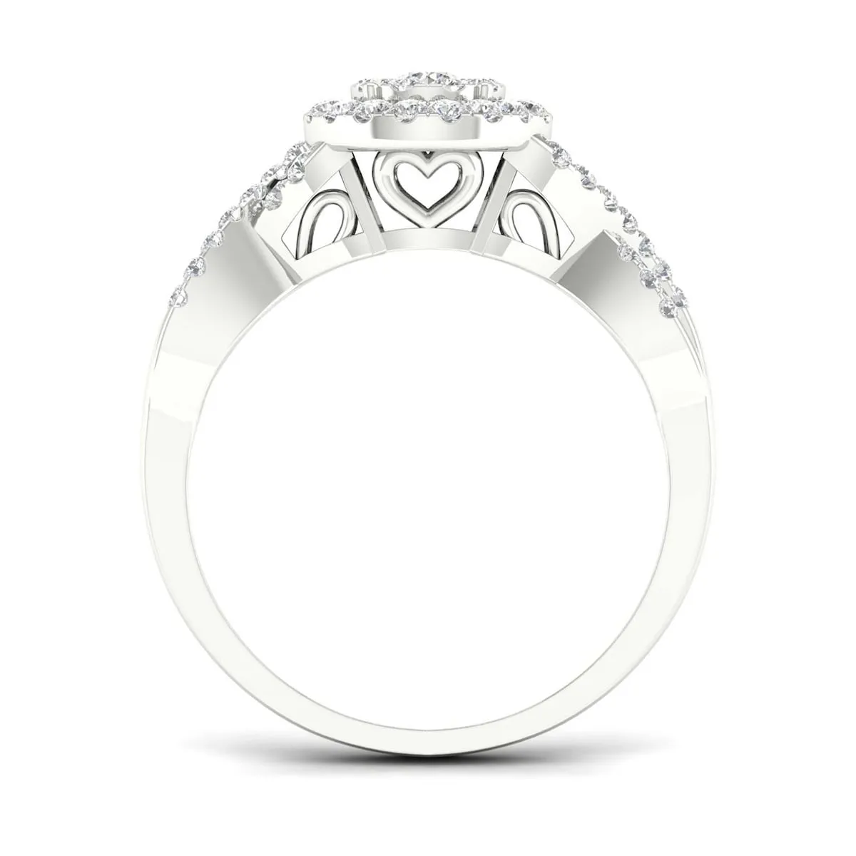 De Couer 10k Gold 3/8Ct TDW Diamond Halo Twist Shank Bridal Ring Set sold by Zulily product image thumbnail 3