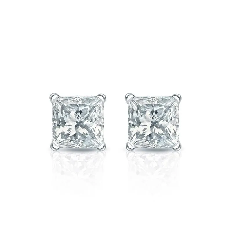 Auriya 18-karat Gold Lab Grown 0.40 carat TDW Princess Diamond Stud Earrings 4-Prong Martini Screw-back sold by Zulily product image thumbnail 2