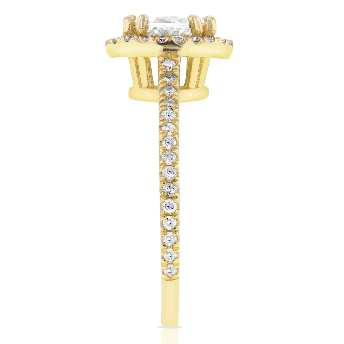 Annello by Kobelli 14k Yellow Gold 1 1/5ct TGW Oval Moissanite and Diamond Halo Delicate Engagement Ring sold by Zulily product image thumbnail 3