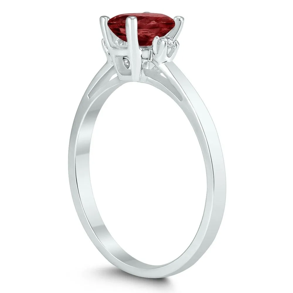 Emerald Cut 6X4MM Garnet and Diamond Three Stone Ring in 10K White Gold sold by Zulily product image thumbnail 2