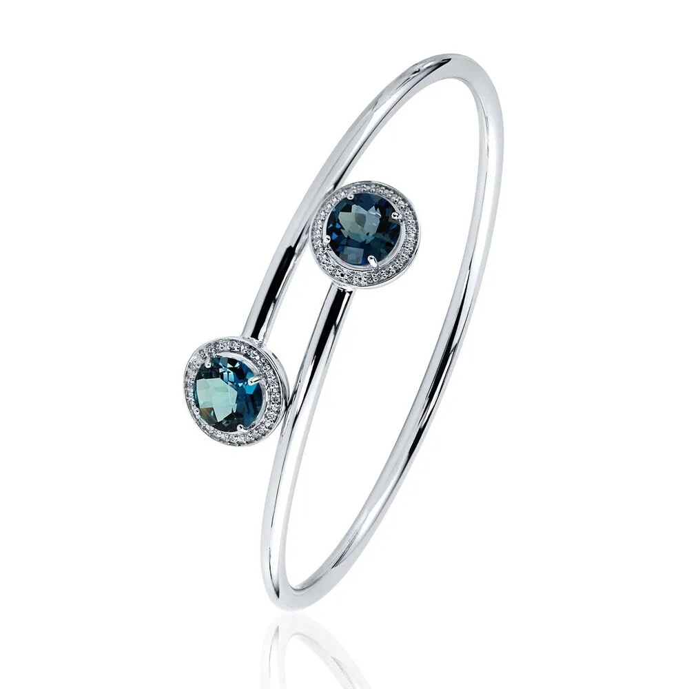 Auriya 4ct London Blue Topaz and Halo Diamond Bangle Bracelet Gold over Silver sold by Zulily product image thumbnail 4