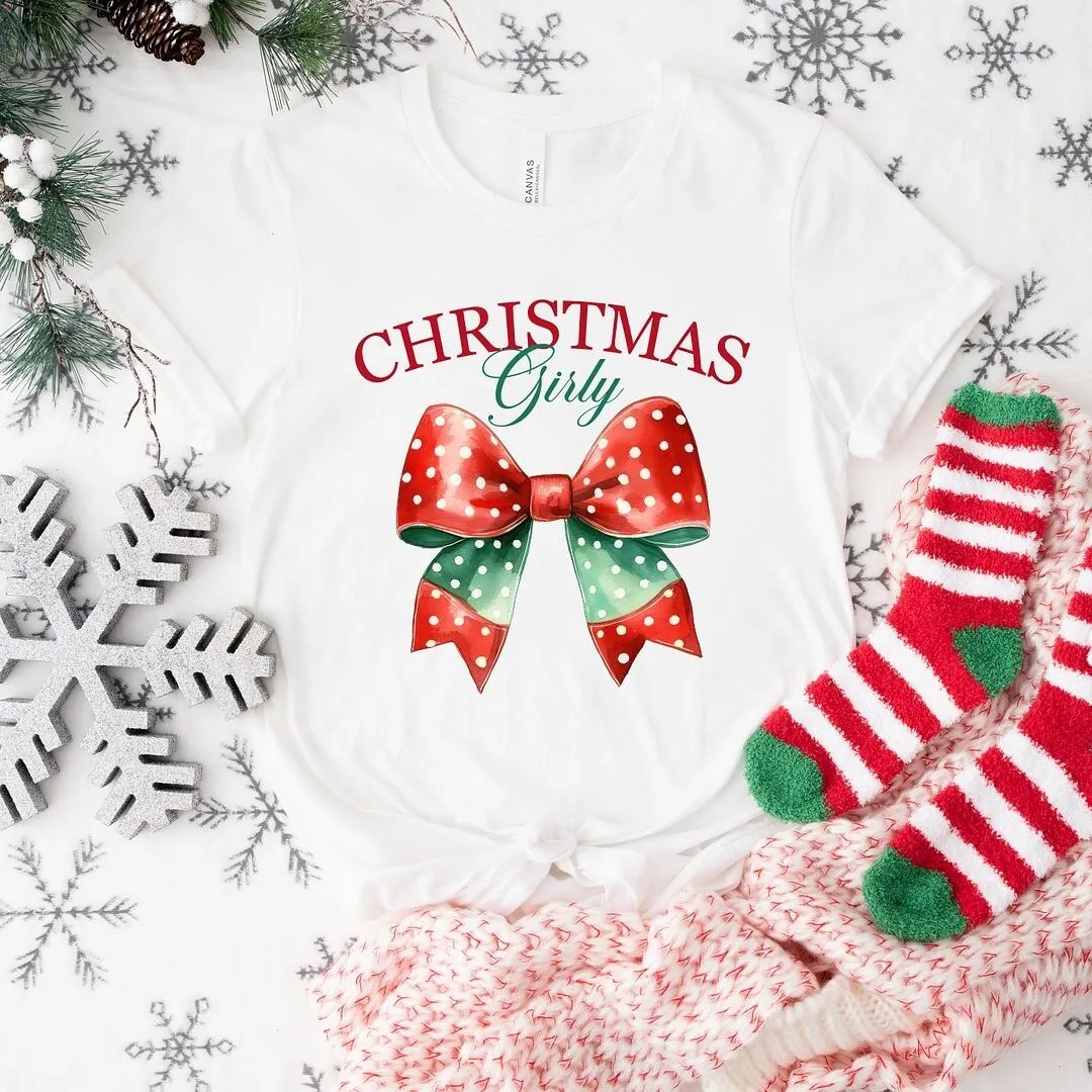 Coquette Christmas Girly Short Sleeve Tee sold by Zulily