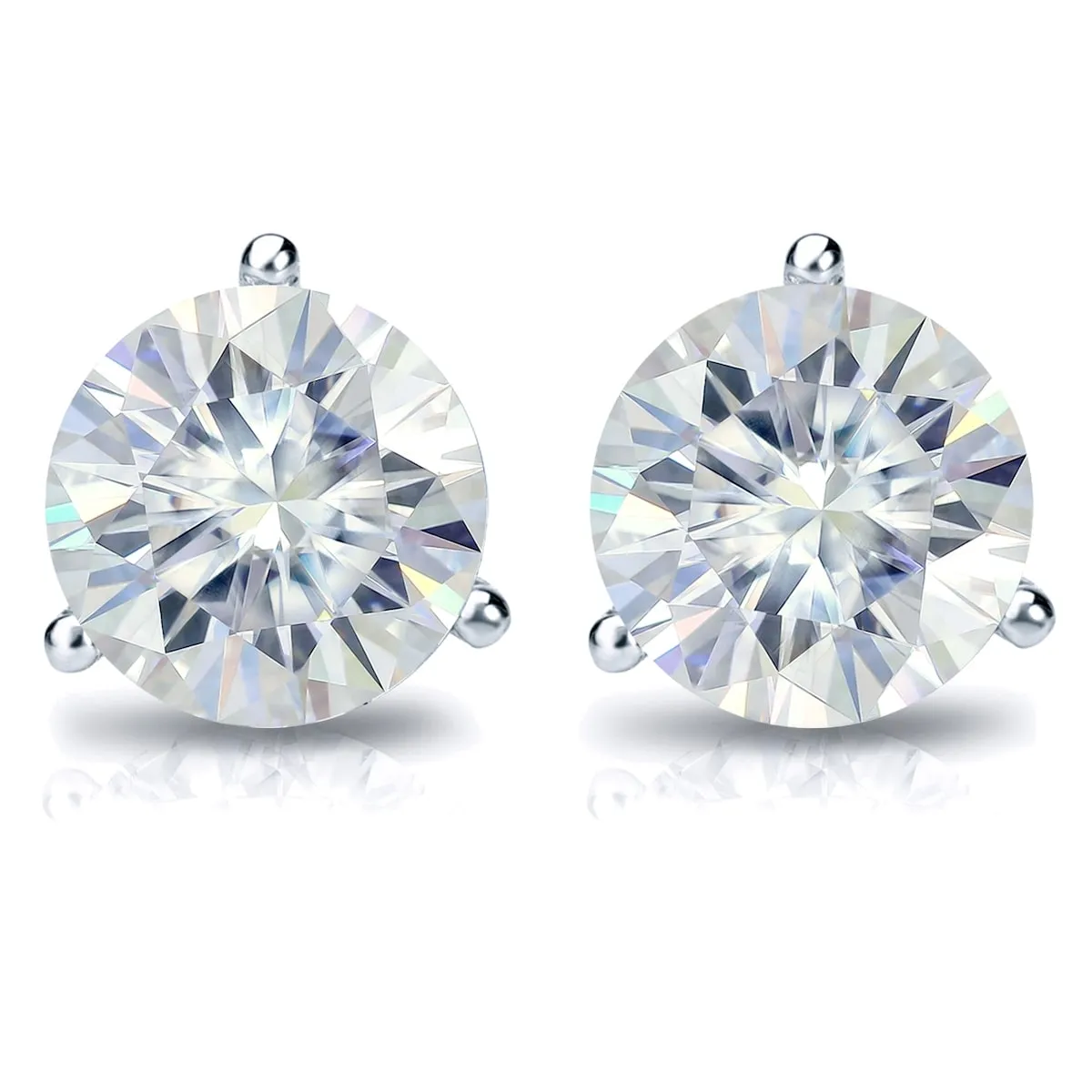 Auriya 3.50ct TW Round Moissanite Stud Earrings Platinum - 7.8 mm, Push-Back sold by Zulily product image thumbnail 2