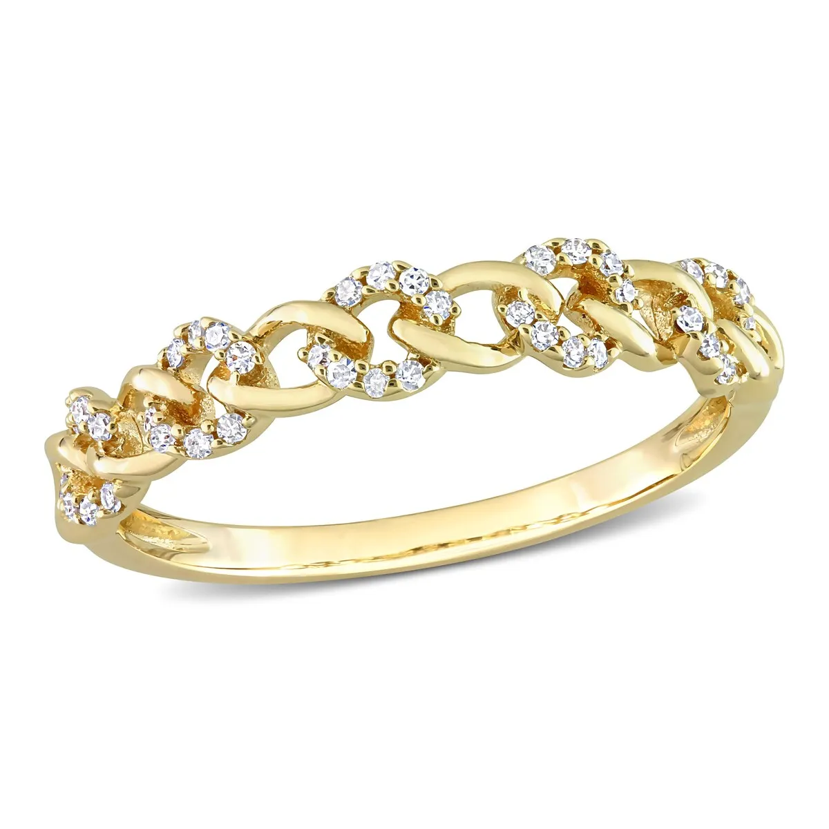 Miadora 1/8ct TDW Diamond Stackable Link Ring in 14k Yellow Gold sold by Zulily product image thumbnail 2