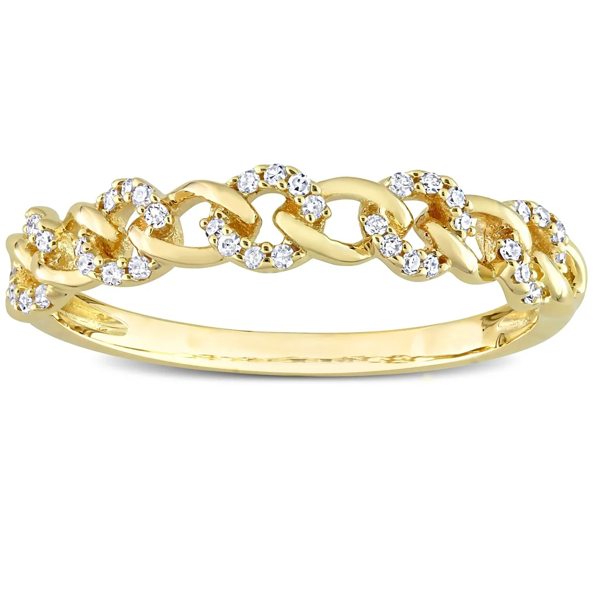 Miadora 1/8ct TDW Diamond Stackable Link Ring in 14k Yellow Gold sold by Zulily product image thumbnail 3