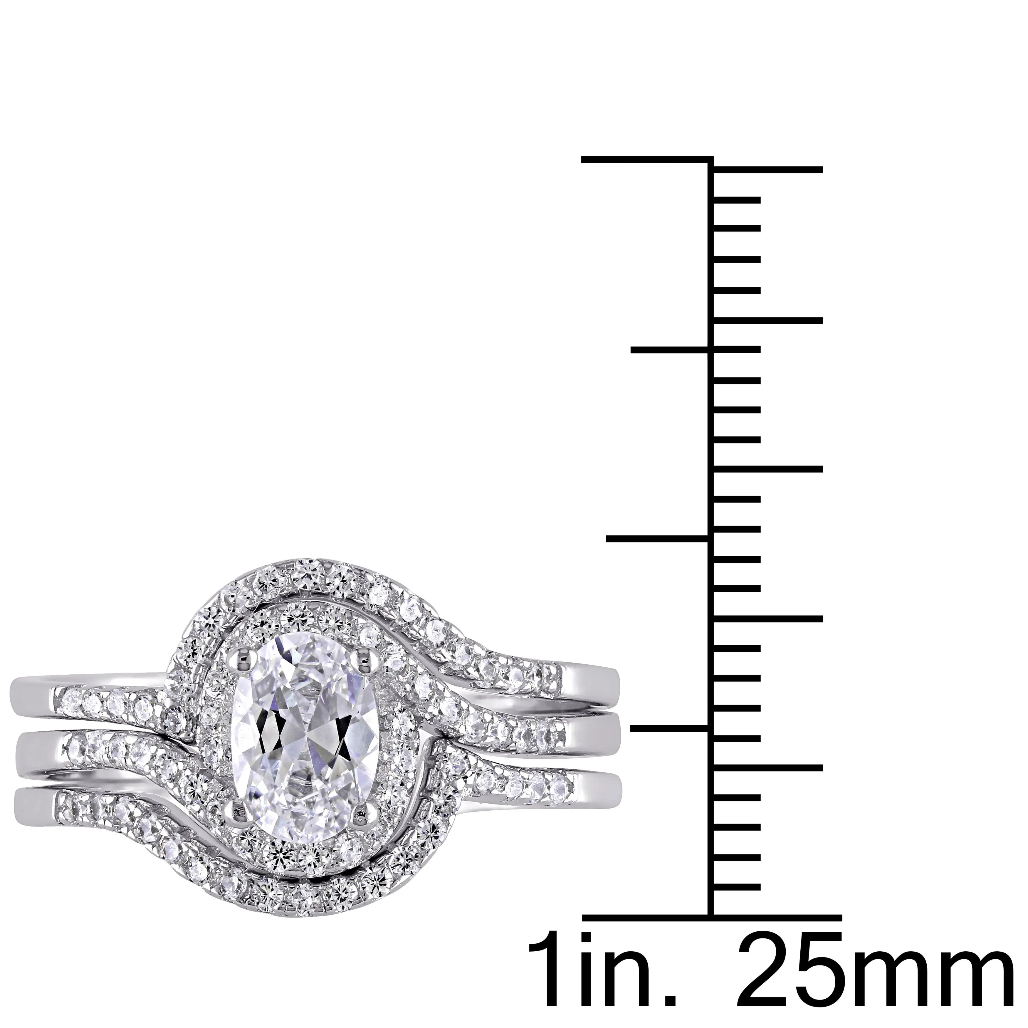 Miadora Halo Cubic Zirconia Swirl Bridal Set in Sterling Silver sold by Zulily product image thumbnail 3