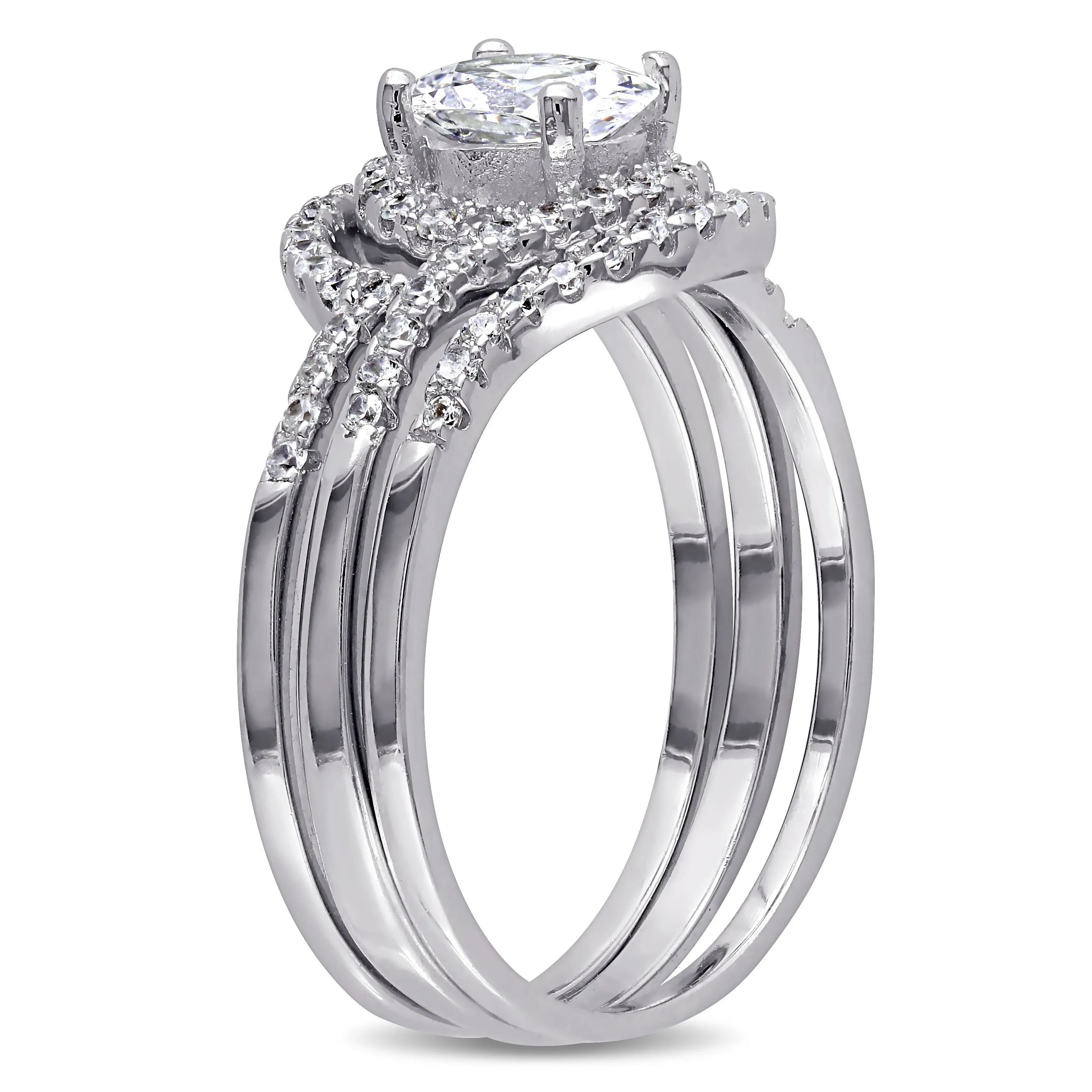 Miadora Halo Cubic Zirconia Swirl Bridal Set in Sterling Silver sold by Zulily product image thumbnail 2