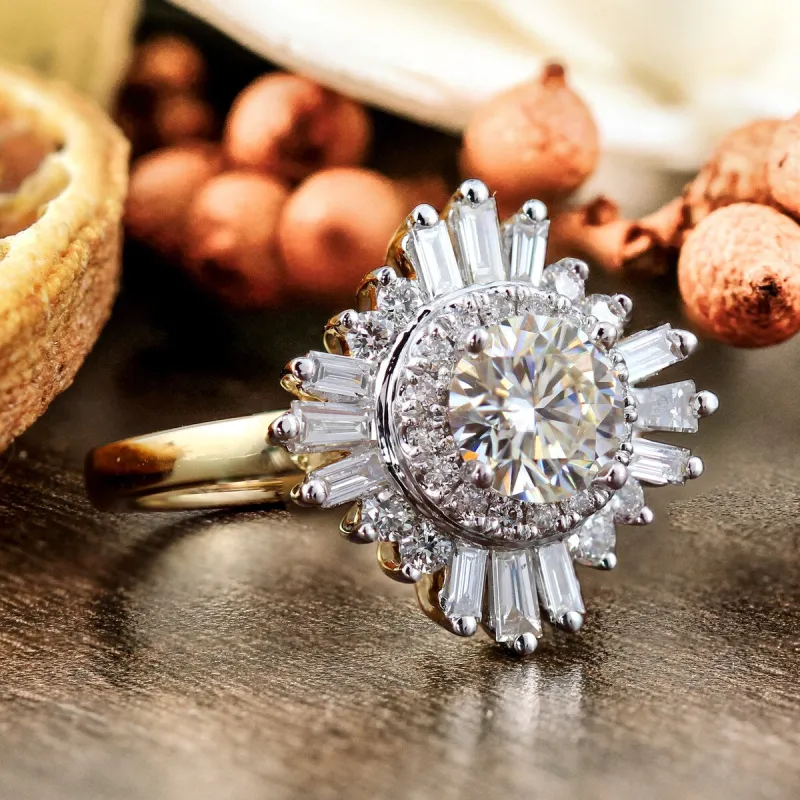 Auriya 14k Gold 3/4ctw Moissanite Ballerina Halo Diamond Engagement Ring 1ct TDW sold by Zulily