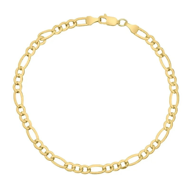 14K Yellow Gold Filled 4.3MM Figaro Bracelet with Lobster Clasp sold by Zulily