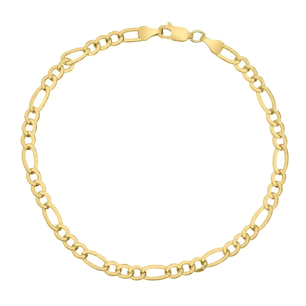 14K Yellow Gold Filled 4.3MM Figaro Bracelet with Lobster Clasp sold by Zulily