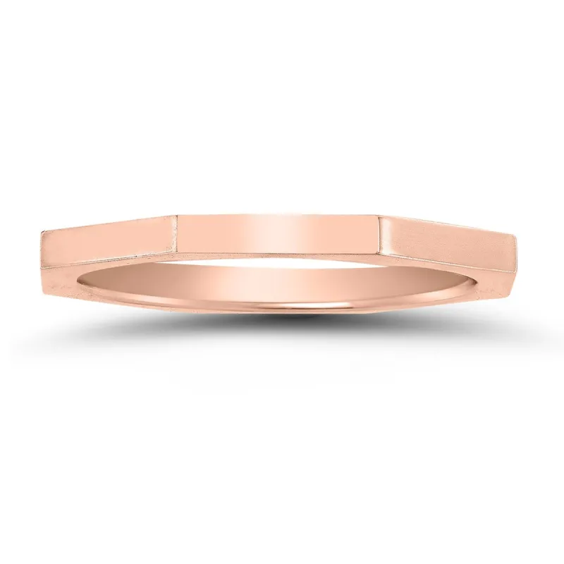 1.5MM Thin Eight Sided Octagon Wedding Band in 14K Rose Gold sold by Zulily