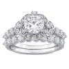 Miadora 1 3/5ct DEW Moissanite Floral Halo Bridal Ring Set in Sterling Silver sold by Zulily