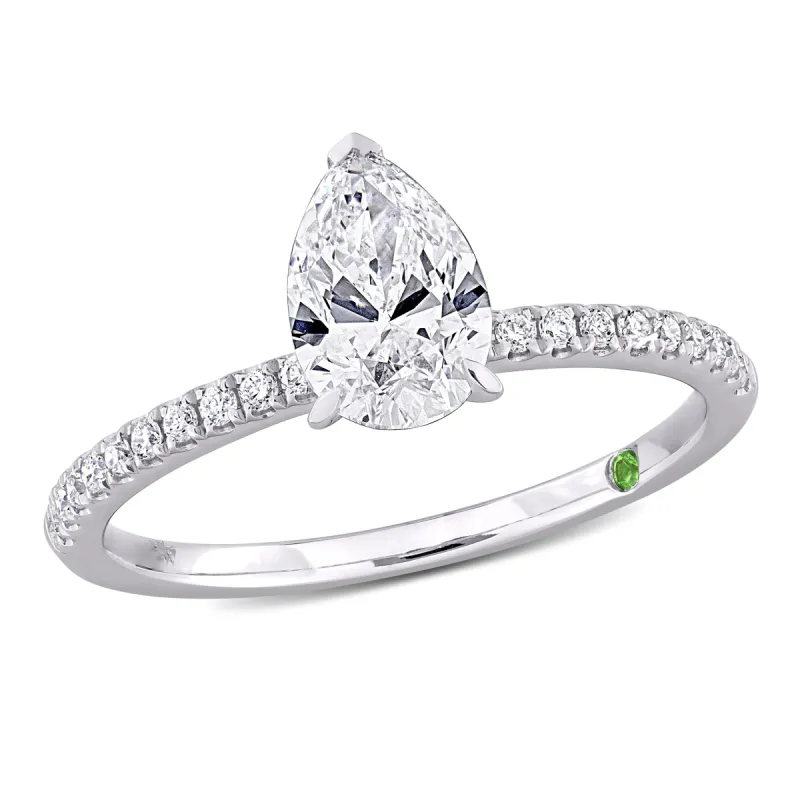 Created Forever 1 1/6ct TDW Lab-Grown Diamond and Tsavorite Accent Ring in 14k White Gold sold by Zulily