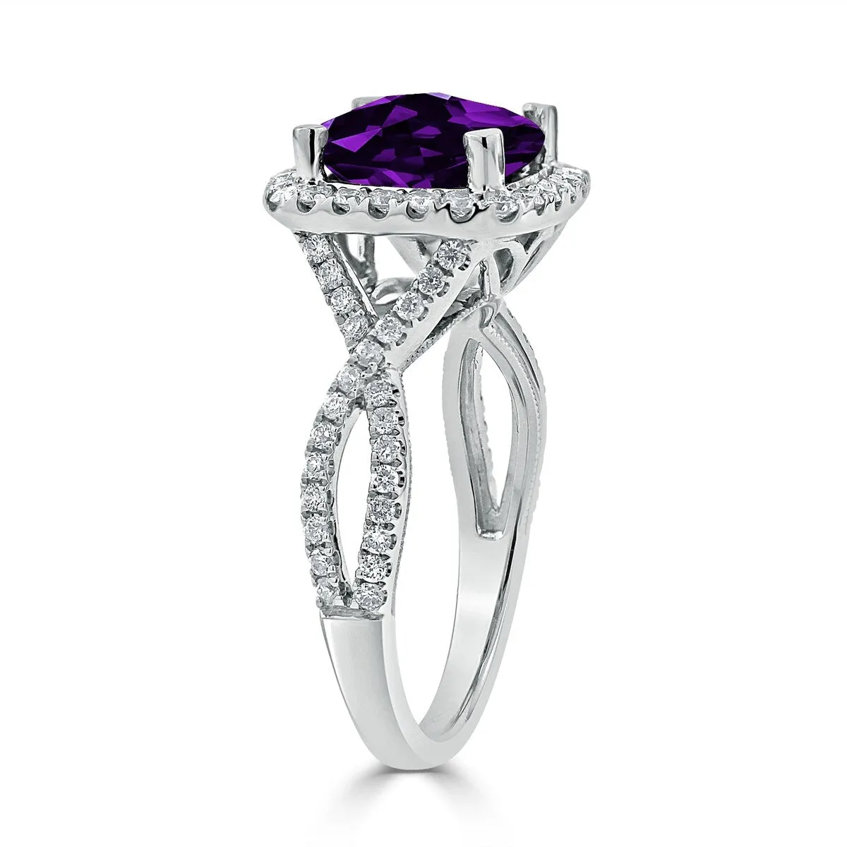 Auriya 1 7/8ct Cushion-cut Purple Amethyst and Halo Diamond Engagement Ring 1/2cttw 14k Gold sold by Zulily product image thumbnail 4