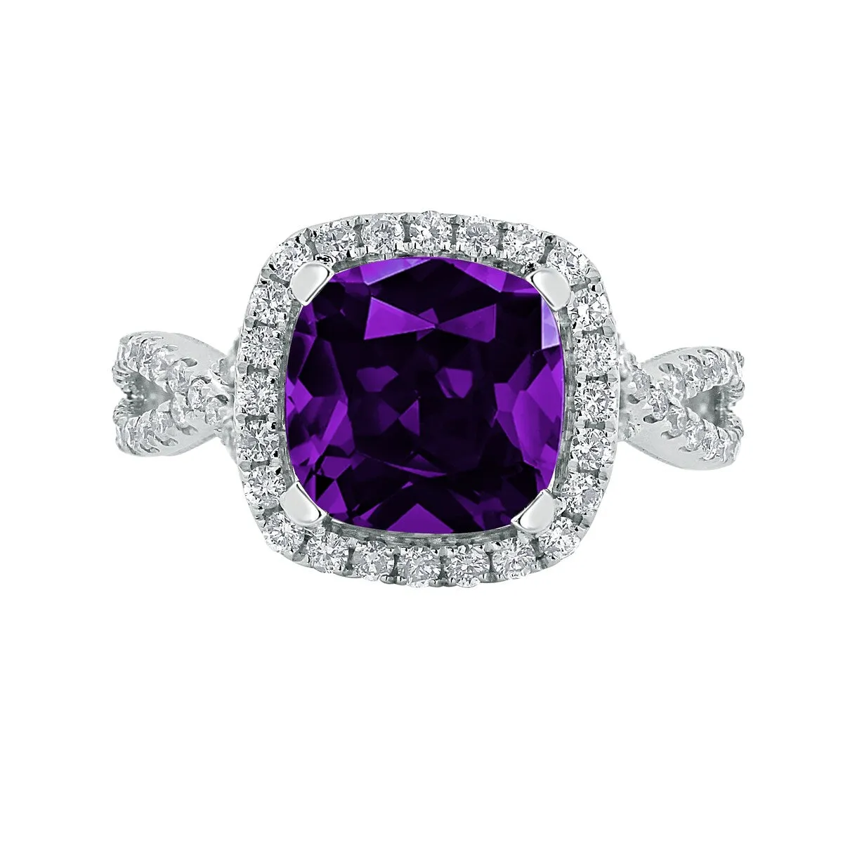 Auriya 1 7/8ct Cushion-cut Purple Amethyst and Halo Diamond Engagement Ring 1/2cttw 14k Gold sold by Zulily product image thumbnail 2